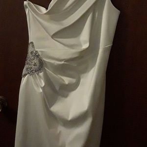 White brushed satin special occasion dress
